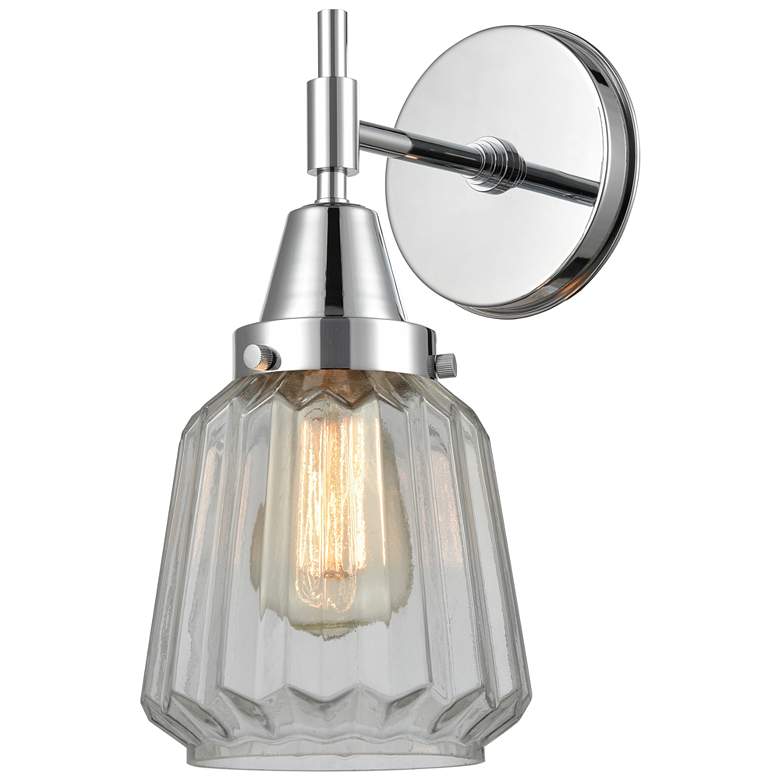 Image 1 Caden Chatham 12" High Polished Chrome Sconce w/ Clear Shade