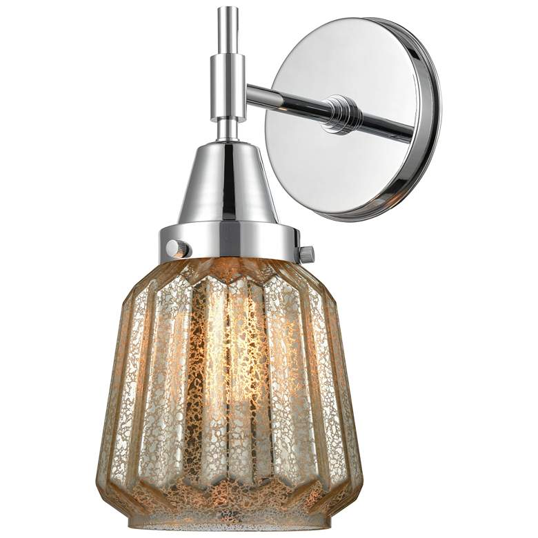 Image 1 Caden Chatham 12 inch High Polished Chrome Sconce w/ Mercury Shade