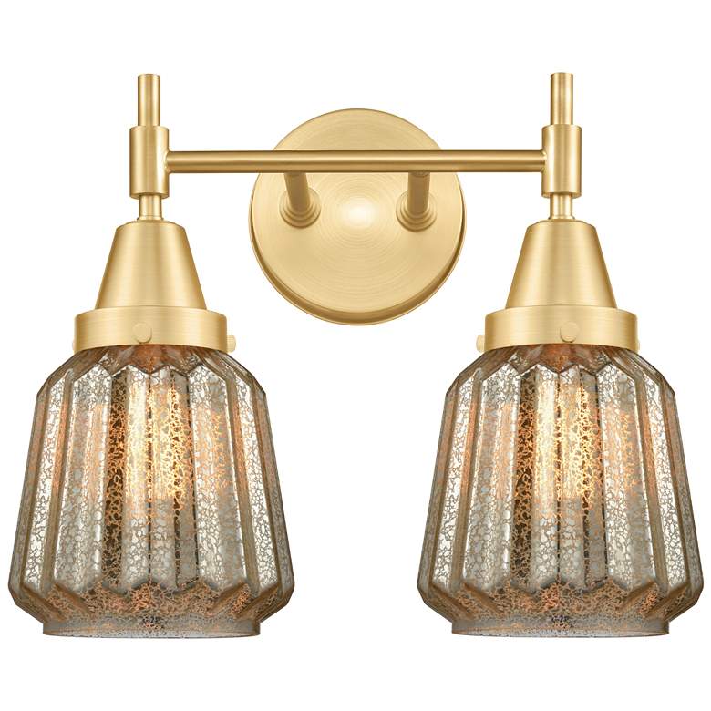 Image 1 Caden Chatham 15.25" Wide 2 Light Gold Bath Vanity Light w/ Mercury Sh
