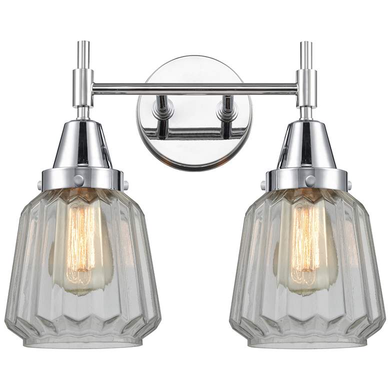 Image 1 Caden Chatham 15.25"W 2 Light Polished Chrome Bath Light w/ Clear Shad