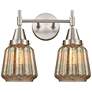 Caden Chatham 15.25"W 2 Light Satin Nickel Bath Light w/ Mercury Shade