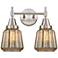 Caden Chatham 15.25"W 2 Light Satin Nickel Bath Light w/ Mercury Shade