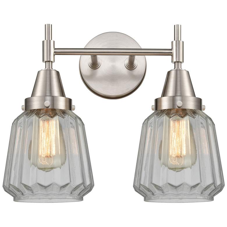 Image 1 Caden Chatham 15.25"W 2 Light Satin Nickel Bath Vanity Light w/ Clear