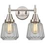 Caden Chatham 15.25"W 2 Light Satin Nickel Bath Vanity Light w/ Clear