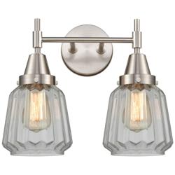 Caden Chatham 15.25"W 2 Light Satin Nickel Bath Vanity Light w/ Clear