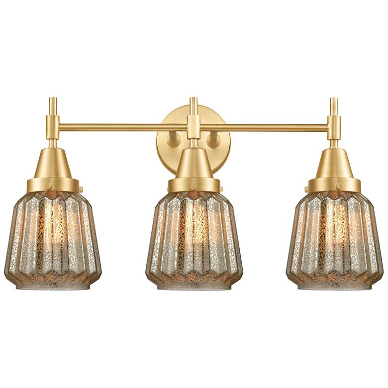 Image 1 Caden Chatham 24.25" Wide 3 Light Gold Bath Vanity Light w/ Mercury Sh