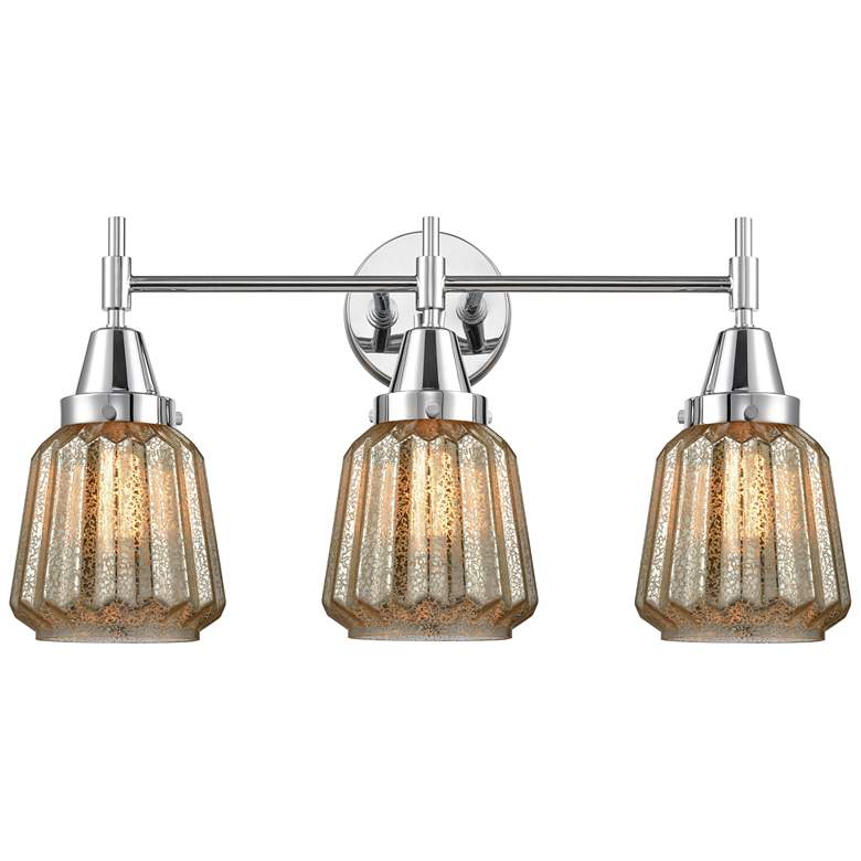 Image 1 Caden Chatham 24.25"W 3 Light Polished Chrome Bath Light w/ Mercury Sh