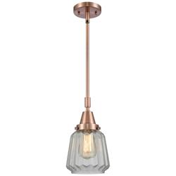 Caden Chatham 7" Wide Copper Stem Hung Mini Pendant w/ Clear Shade