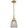 Caden Chatham 7" Wide Satin Gold Stem Hung Mini Pendant w/ Clear Shade