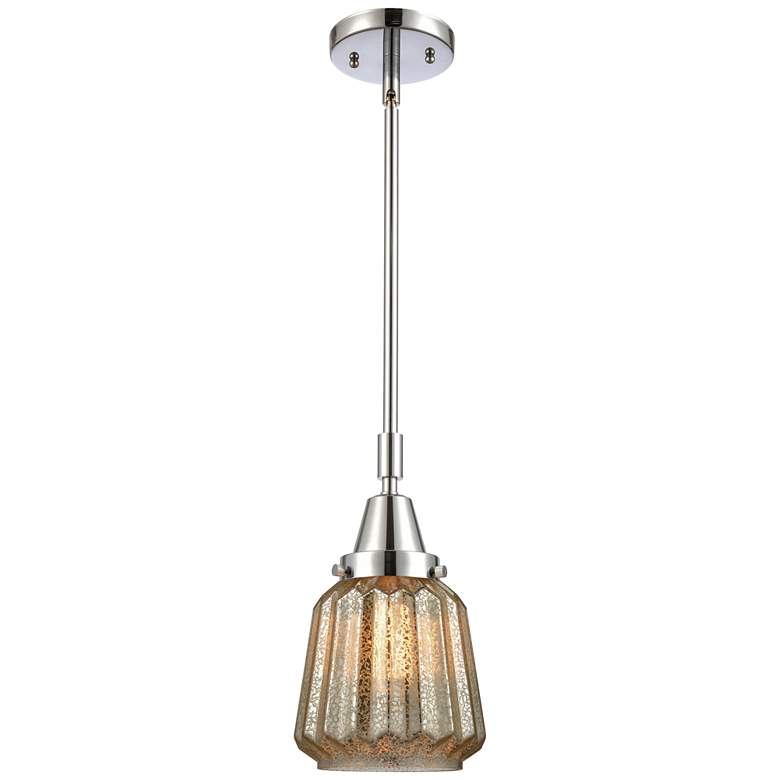 Image 1 Caden Chatham 7"W Polished Chrome Stem Hung Mini Pendant w/ Mercury Sh