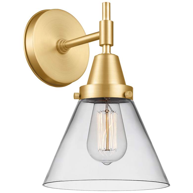 Image 1 Caden Cone 11 1/4" High Satin Gold Wall Sconce