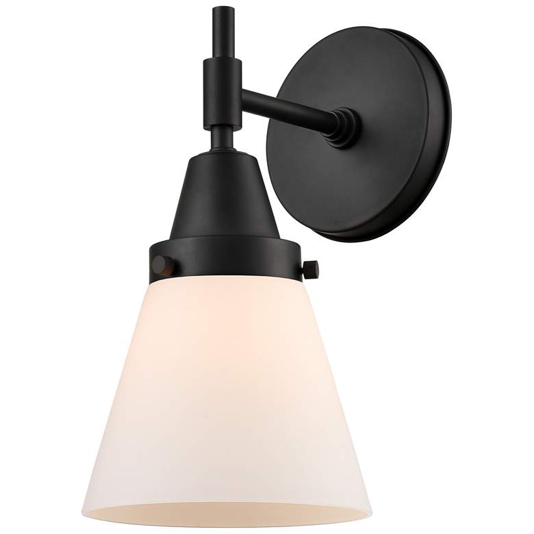 Image 1 Caden Cone 11" High Matte Black Sconce w/ Matte White Shade