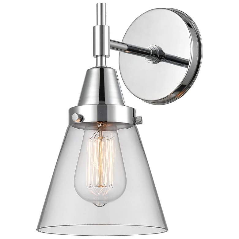Image 1 Caden Cone 11" High Polished Chrome Sconce w/ Clear Shade