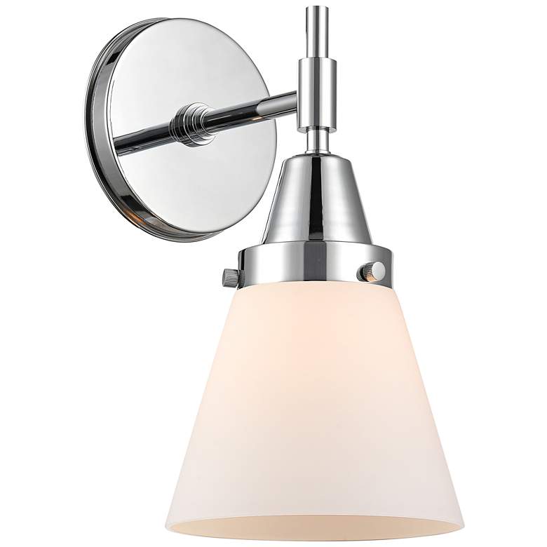 Image 1 Caden Cone 11" High Polished Chrome Sconce w/ Matte White Shade