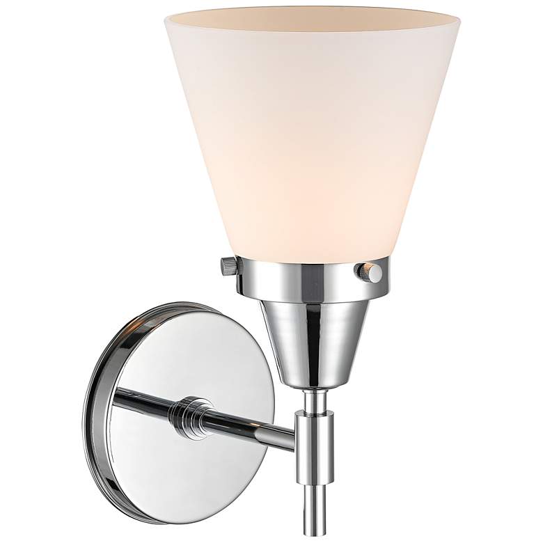 Image 3 Caden Cone 11" High Polished Chrome Sconce w/ Matte White Shade more views