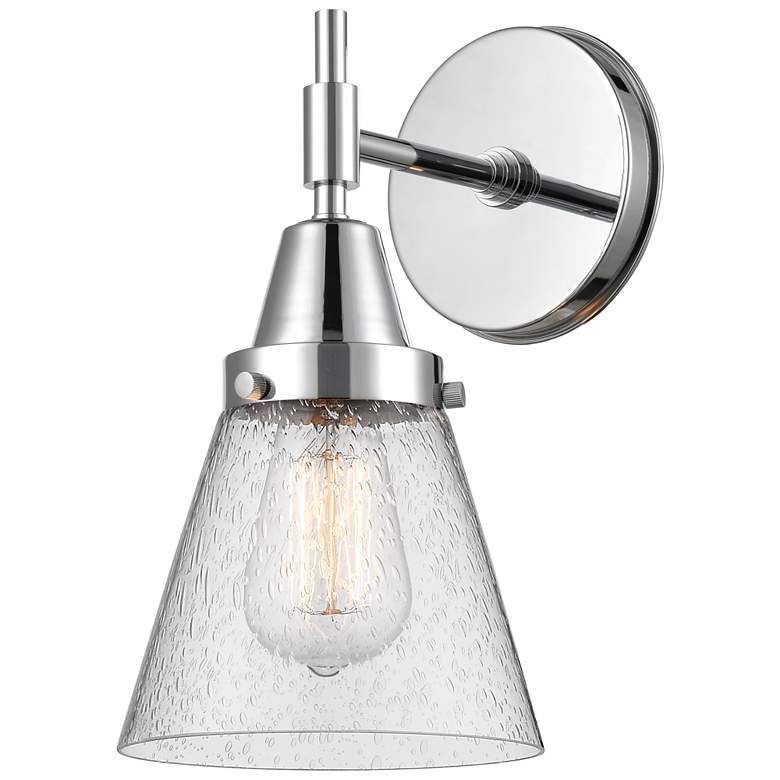 Image 1 Caden Cone 11" High Polished Chrome Sconce w/ Seedy Shade