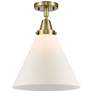 Caden Cone 12" Flush Mount - Antique Brass - Matte White Shade