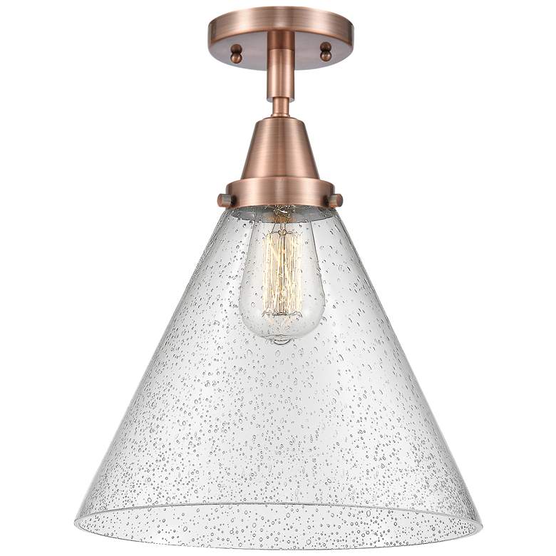 Image 1 Caden Cone 12" Flush Mount - Antique Copper - Seedy Shade