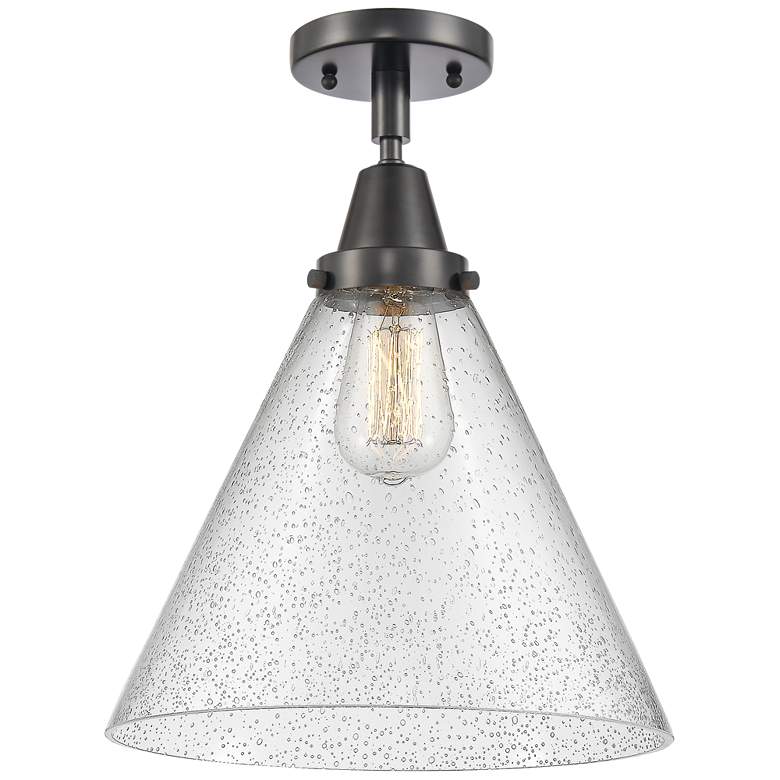 Image 1 Caden Cone 12" Flush Mount - Matte Black - Seedy Shade