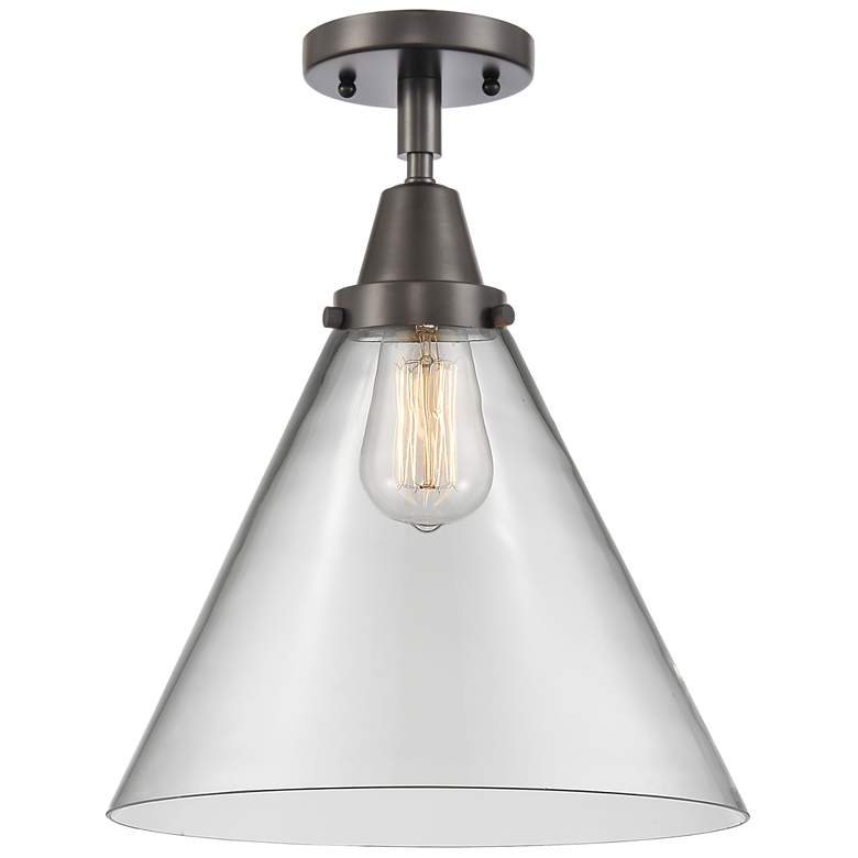 Image 1 Caden Cone 12" Flush Mount - Oil Rubbed Bronze - Clear Shade