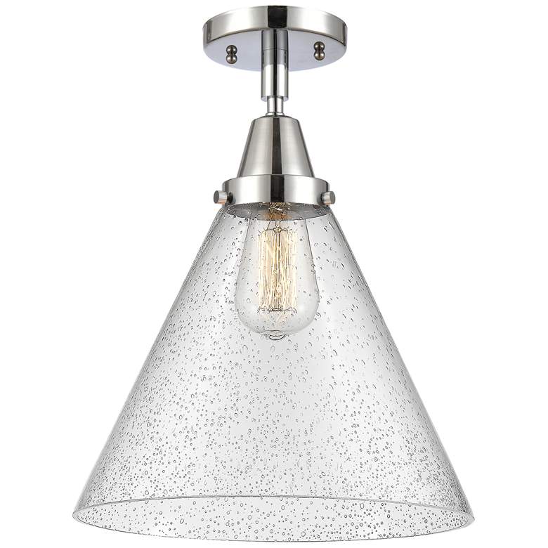 Image 1 Caden Cone 12" Flush Mount - Polished Chrome - Seedy Shade