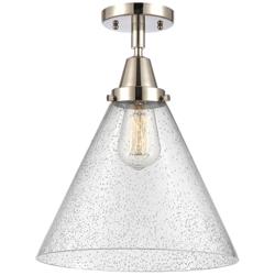Caden Cone 12" Flush Mount - Polished Nickel - Seedy Shade