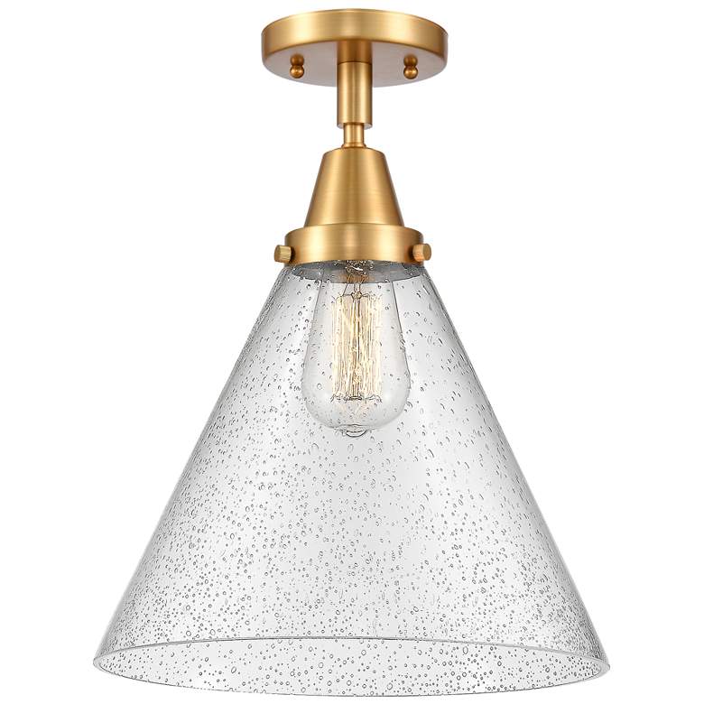 Image 1 Caden Cone 12" Flush Mount - Satin Gold - Seedy Shade