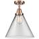 Caden Cone 12" LED Flush Mount - Antique Copper - Clear Shade
