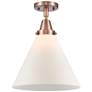 Caden Cone 12" LED Flush Mount - Antique Copper - Matte White Shade