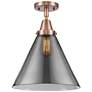 Caden Cone 12" LED Flush Mount - Antique Copper - Plated Smoke Shade