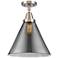 Caden Cone 12" LED Flush Mount - Brushed Satin Nickel - Plated Smoke S