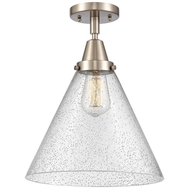 Image 1 Caden Cone 12" LED Flush Mount - Brushed Satin Nickel - Seedy Shade