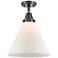 Caden Cone 12" LED Flush Mount - Matte Black - Matte White Shade