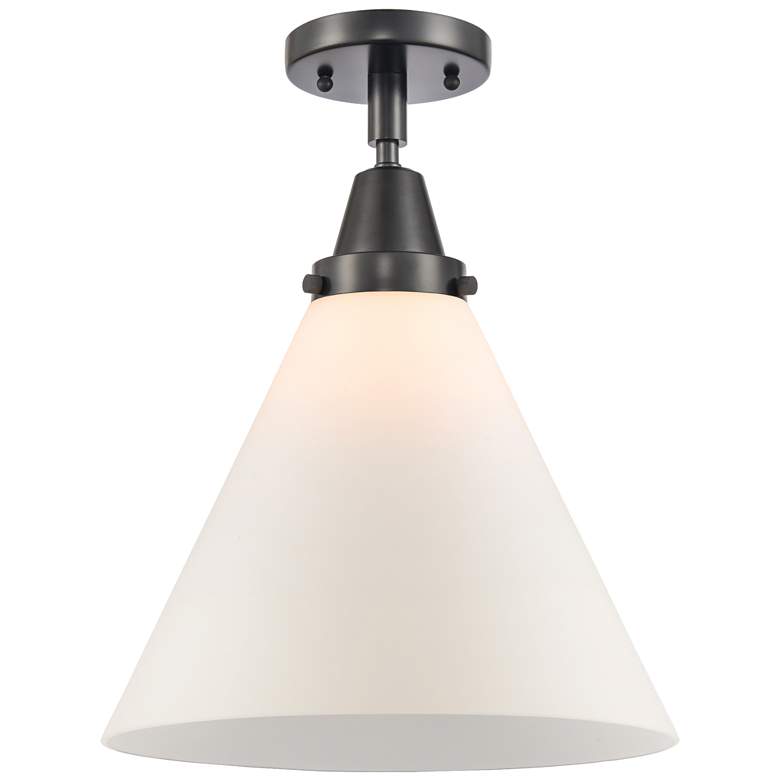Image 1 Caden Cone 12" LED Flush Mount - Matte Black - Matte White Shade