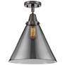 Caden Cone 12" LED Flush Mount - Oil Rubbed Bronze - Plated Smoke Shad