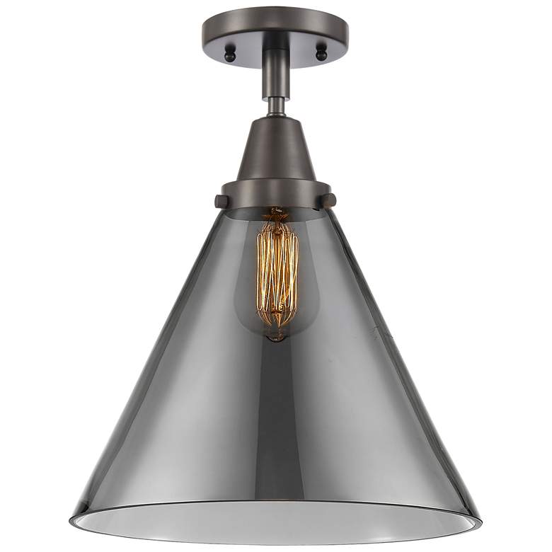 Image 1 Caden Cone 12" LED Flush Mount - Oil Rubbed Bronze - Plated Smoke Shad