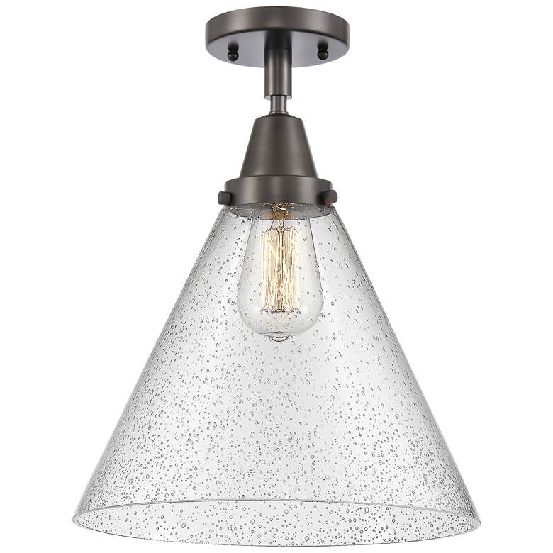 Image 1 Caden Cone 12" LED Flush Mount - Oil Rubbed Bronze - Seedy Shade
