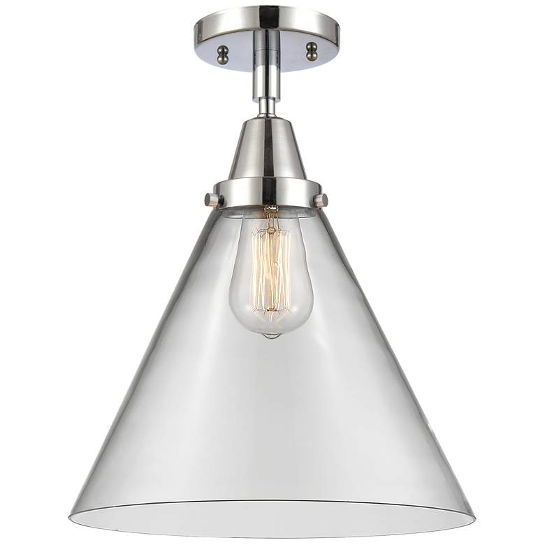 Image 1 Caden Cone 12" LED Flush Mount - Polished Chrome - Clear Shade