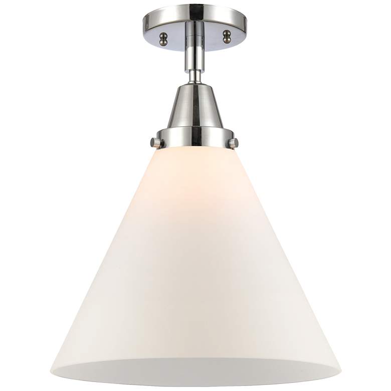 Image 1 Caden Cone 12" LED Flush Mount - Polished Chrome - Matte White Shade