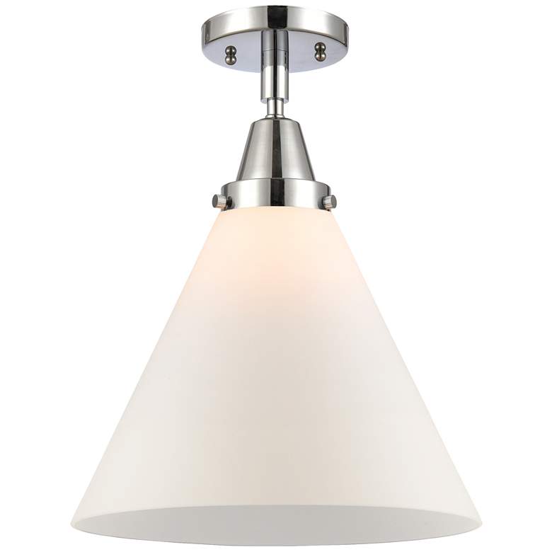 Image 1 Caden Cone 12 inch LED Flush Mount - Polished Chrome - Matte White Shade