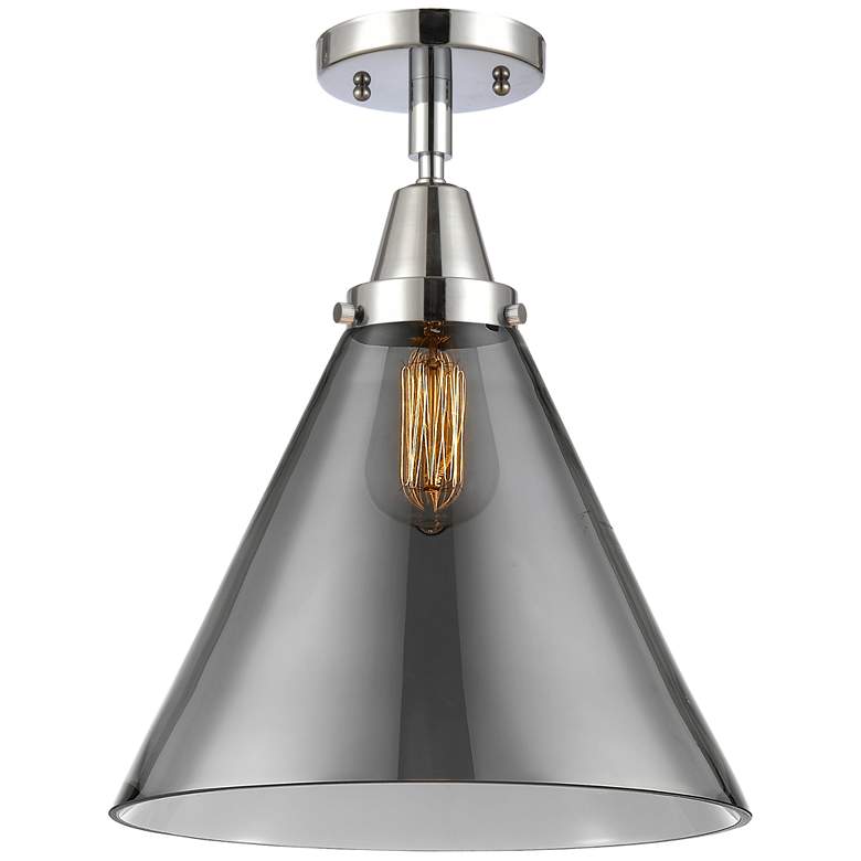 Image 1 Caden Cone 12 inch LED Flush Mount - Polished Chrome - Plated Smoke Shade