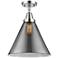 Caden Cone 12" LED Flush Mount - Polished Chrome - Plated Smoke Shade