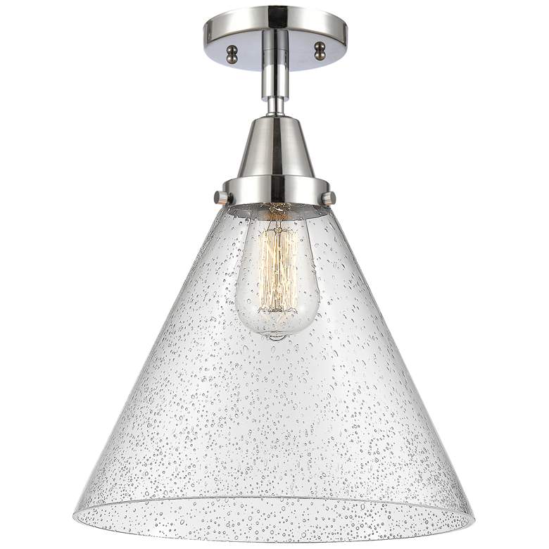 Image 1 Caden Cone 12 inch LED Flush Mount - Polished Chrome - Seedy Shade