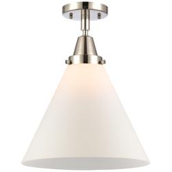 Caden Cone 12" LED Flush Mount - Polished Nickel - Matte White Shade