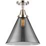 Caden Cone 12" LED Flush Mount - Polished Nickel - Plated Smoke Shade