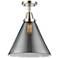 Caden Cone 12" LED Flush Mount - Polished Nickel - Plated Smoke Shade
