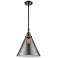 Caden Cone 12" Wide Bronze Stem Hung Mini Pendant w/ Plated Smoke Shad
