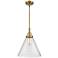 Caden Cone 12" Wide Brushed Brass Stem Hung Mini Pendant w/ Seedy Shad