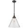 Caden Cone 12" Wide Oil Rubbed Bronze Stem Hung Mini Pendant w/ Seedy