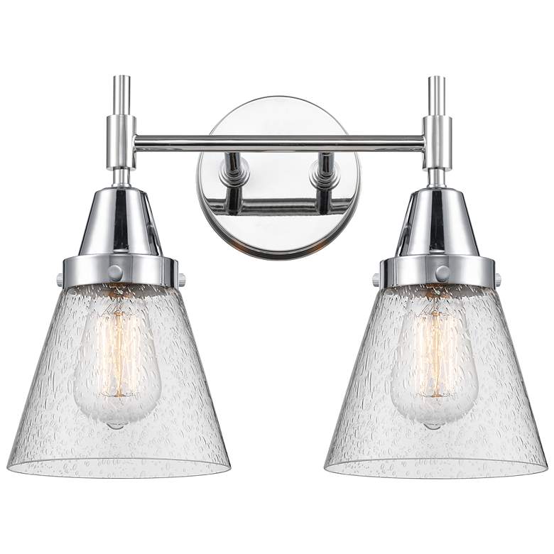 Image 1 Caden Cone 15.25"W 2 Light Polished Chrome Bath Vanity Light w/ Seedy